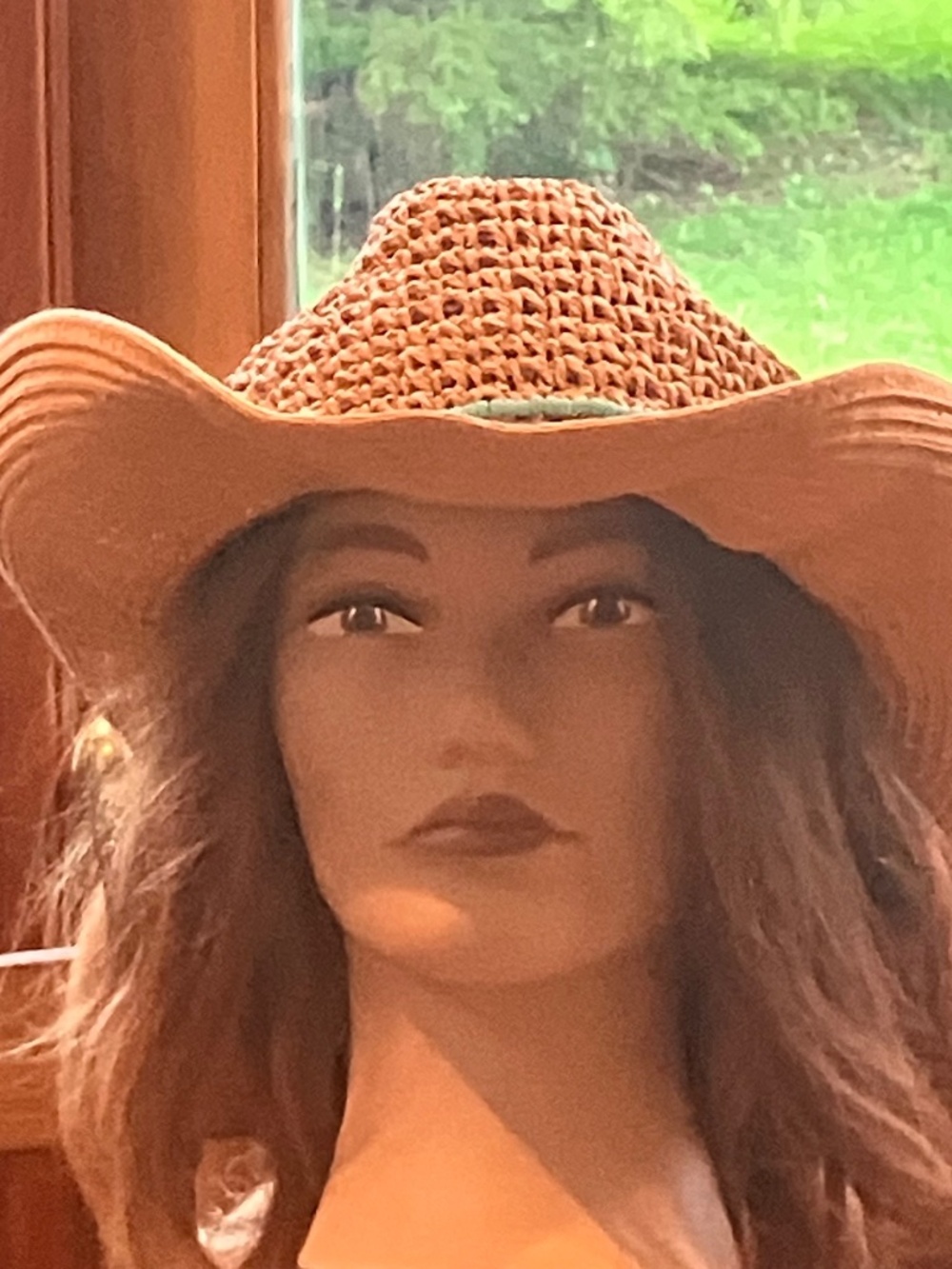 VINCE CAMUTO Straw Hat Coastal Cowgirl Blue Beaded Band Packable